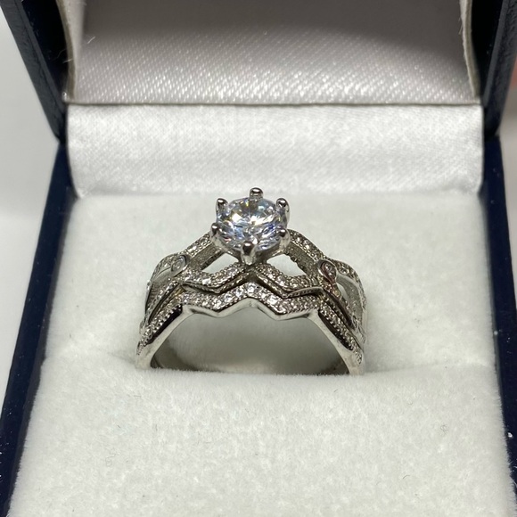 925 Sterling silver bridal rings - Picture 2 of 3